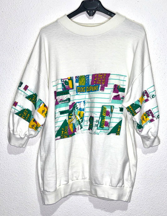 Sudadera Manga Corta Vintage Trois White